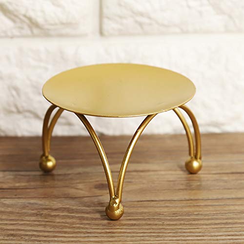 Iron Candle Holder, Solid Round Tray for Candles and Plates, with Triangular Bracket for Stability, European Style Table Decoration for Home Dining