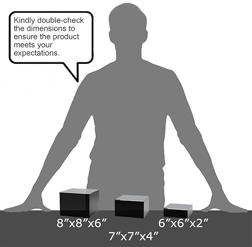 Red Co. Set of 3 Glossy Black / Clear Top Acrylic Cube Display Nesting Risers with Hollow Bottoms - color: Black / Clear, size: 6",7",8" - 1 pack