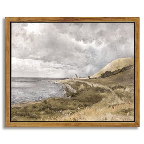 InSimSea Framed Canvas Wall Art Vintage Decor, Home Decor Danish Coastal Landscape in Stormy Weather Classical Paintings, Coastal Wall Art for Living Room Bedroom Office Decor, 8"x10" - color: Danish Coastal, size: 10"L x 8"W