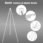 JIUYE Basic White Easel for Wedding Signs,Adjustable Height Floor Easel Stand for Display Posters Tripod Base,Hold Lightweight Arts Indoor use,Supports 4lbs,1Pack