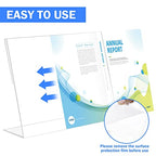 Acrylic Sign Holder 8.5 x 11 Horizontal 6 Pack Slant Back Acrylic Stands for Display Plexiglass Clear Acrylic Display Stands for Ad Frame, Picture Photo Frames, Promotions, Restaurants, Office - size: Horizontal 6 Pack 11x8.5''
