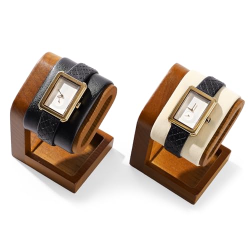 Single Watch Stand Display Solid Wood Jewelry Stand Display for Wristwatch Bracelet Bangle(Black) - color: Black