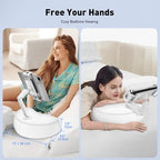AboveTEK Tablet Pillow Stand for Bed, Hands-Free 360° Adjustable iPad Pillow Holder for Lap Reading w/Soft Bean Bag, Ideal Gift for Mom, Fits 4.7" to 12.9" Tablet, Phone, Kindle, White - color: White