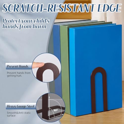 Chunful 12 Pcs Modern Metal Book Ends for Shelves Decorative Small Bookends Book Shelf Organizer Minimalist Design Stopper to Hold Books for Home Office (Bronze,5.5 * 3.75 * 2.25inch) - color: Bronze, size: 5.5*3.75*2.25inch