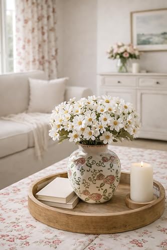 SIDUCAL Ceramic Vintage Vase, 5.83 Inch Retro Ice Cracked Chinoiserie Floral Vase, Rustic Farmhouse Vases for Home Decor, Bookshelf, Garden, Chinoiserie Decor, Tuscan Decor, Red Rose Pattern - color: 18443-red Rose