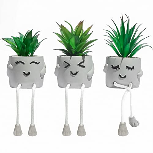 OLEEK small fake plants office decor - fake succulents plants artificial for desk decor - fake plant office decorations for work - office decor for women - office plants cubicle accessories room decor - size: collection A (set of 3)