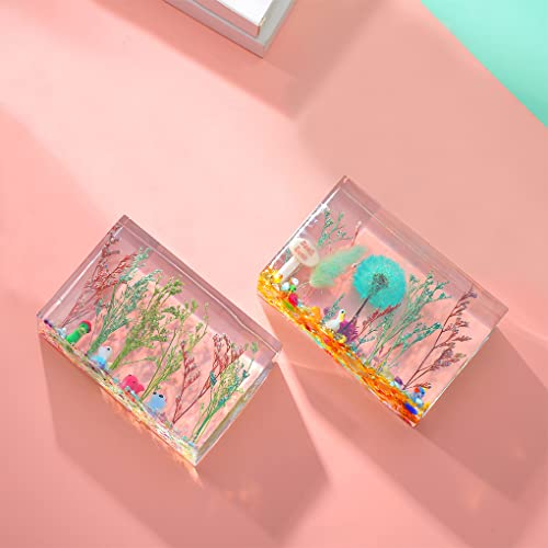 FineInno Deep Rectangle Resin Mold, Large Rectangular Epoxy Resin Mold, Craft Square Silicone olds for Cube Resin DIY Flower Preservation,Bookends Art - color: Rectangle