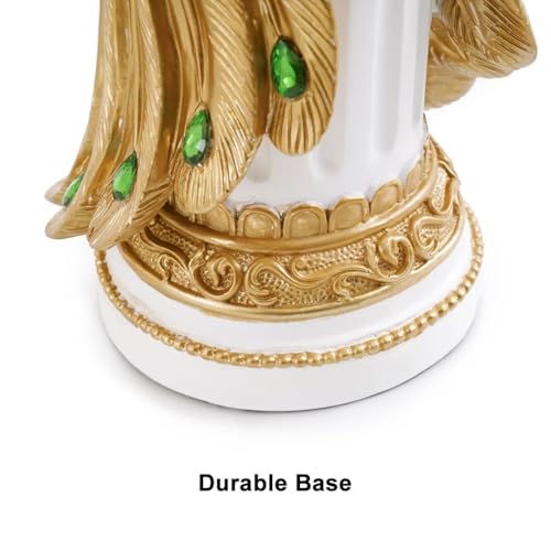 homary 27.6" Decorative Peacock Statue Large Glam Animal Sculpture Resin Crafts Home Decor for Art Ornament (White & Gold)