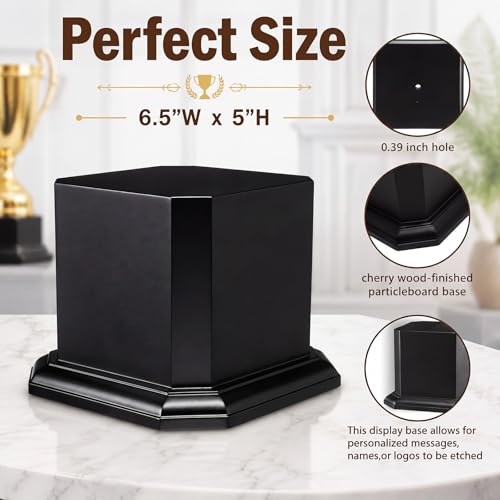 Chunful Wood Base Trophy Base DIY Square Stand Blank for Trophies Awards Trophies Figurines Cups Display Stand - color: Glossy Black, size: 6.5" X 6.5" X 5"