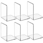 MaxGear Acrylic Bookends - Clear Decorative Heavy Duty Non-Skid Book Stoppers (6 Pieces, Large)