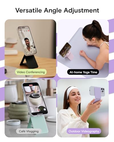 MOFT Invisible Phone Tripod Stand, Slim Foldable Selfie Stick Compatible with MagSafe, Pocket-Sized Cell Phone Tripod for Video Recording, MOVAS Leather Travel Essentials, Seafoam - color: Seafoam x Without Card Slot, size: Wthout Card Slot - For iPhone 1
