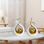 Fenteer 2X Abstract Art Statue Decorative Shelf Decorations Ornament Modern Home Decor Accents for TV Cabinet Office Mantelpiece Gift, Gold