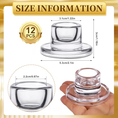 12 PCS Glass Taper Candle Holders Bulk Candlestick Holders Clear Short Tapered Candle Stick Holder Decor Set for Table Centerpiece Wedding Party Advent Christmas Home Decorations (12, Clear) - color: Clear