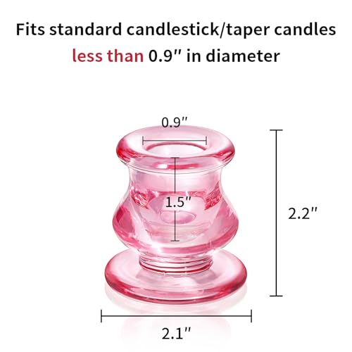 NITIME 12pcs Pink Candlestick Holders, Pink Glass Candle Holders for Pillar Candles, Taper Candle and Tealight Candles, Taper Candle Holders for Wedding, Table Centerpiece - color: Pink