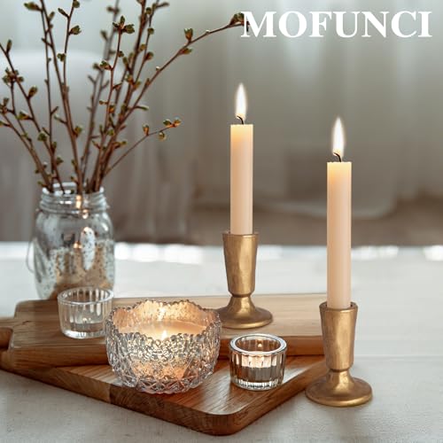 Retro Iron Candlestick Holders Set of 2, Gold Candle Holders Heavy Weight, Taper Candle Holders Perfect for Dining Table, Wedding, Party, Mantel - color: Gold