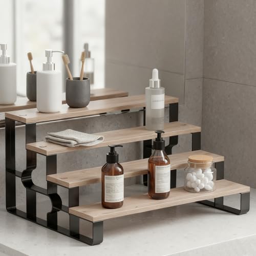 Cologne Organizer for Men,Bathroom Countertop Organizer,4 Tier Makeup Organizers for Bathroom Decor,Spice Rack for Kitchen,Perfume Stand,Display Shelf (Brown,Width=11.2") - color: Brown, size: 4 Tiers-width=11.2"