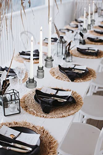 Vixdonos Taper Glass Candlestick Holders Tealight Candle Holders for Table Centerpieces, Wedding Decor and Dinner Party (3 Pcs, Gray) - color: Gray, size: 3 Pcs