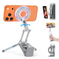 OMOTON TP02 360°Rotating for MagSafe Tripod Mount, Adjustable Aluminum Magnetic Phone Tripod for iPhone 17/16/15/14 Pro Max Air, Foldable Cell Phone Stand Fits Vlog, Gym, Travel Essentials, Silver - color: 5-Silver