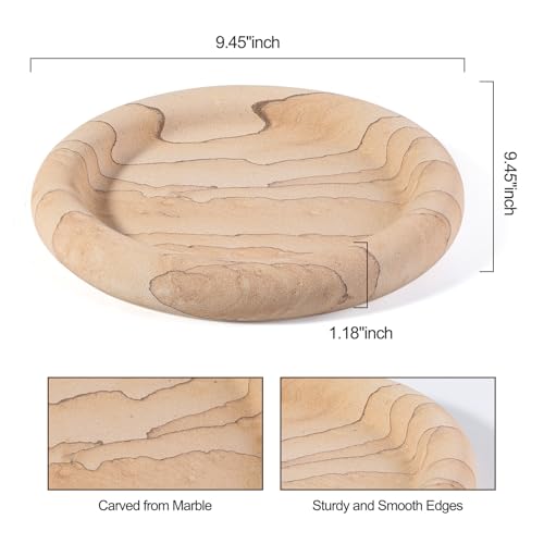 Real Natural Marble Tray, Marble Round Decorative Vanity Tray for Bathroom Countertop, Kitchen Counter, or Catchall, Coffee Table Tray for Jewelry (Vein Sandstone) - color: Sandstone