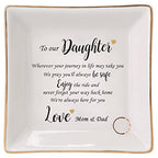 HOME SMILE Engagement Wedding Gifts for Daughter From Parents,Daughter Ringt Dish Jewelry Tray-Birthday,Valentine Christmas Gifts for Daughter From Mom and Dad - style: Daughter Gifts From Parents