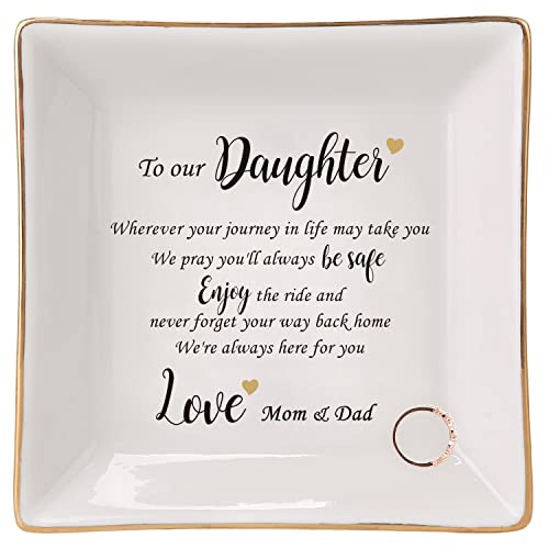 HOME SMILE Engagement Wedding Gifts for Daughter From Parents,Daughter Ringt Dish Jewelry Tray-Birthday,Valentine Christmas Gifts for Daughter From Mom and Dad - style: Daughter Gifts From Parents