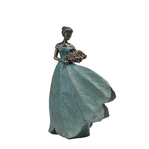 Guichifun Fairy Statue Collection Home Decoration - Leaf Angel Girls Resin Modern Table Decor for Living Room Office Sculpture Decor for Women Indoor Rustic Figurines Gift 5 x 3 x 7.5 Inch - color: Green-flower, size: Small