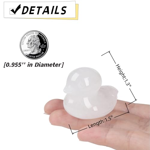 QINJIEJIE 1.5" Clear Quartz Crystal Duck Decor Figurines Healing Quartz Crystals Stone Cute Duck Animal Statues Reiki Home Room Desk Decor Sculpture Lunny Funny Ducks Gifts for Women - color: Clear Quartz