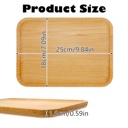 2 Pack Solid Wood Serving Platters and Trays of Natural with Edge,Rectangular Avoid Sliding and Spilling Food (Wood 10x7Inch) - color: Wood 10x7inch