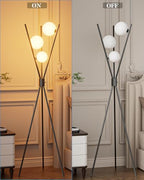 3 Globe Dimmable Tripod Floor Lamp, Mid Century Standing Lamps with 3Pcs 3000K Bulbs Included, Modern Tall Lamp for Living Room Bedroom Office-Black - color: 3 Globe-Black