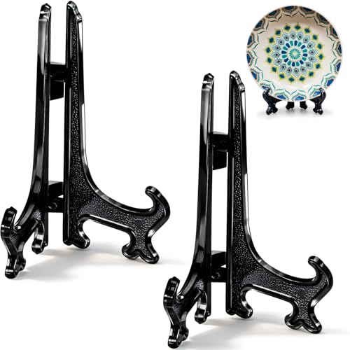 5 Inch Black Acrylic Book Stand 2pcs Dark Display Easel for Cookbooks Office Name Plates Photo Frames Shelf Decor Minimalist Home Kitchen Holder - color: Black, size: 5inch