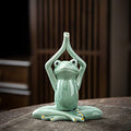 OwMell Ceramic Zen Frog Decor, Ceramic Yoga Pose Meditation Frog Staute for Home Zen Decoration - Namaste - style: Namaste