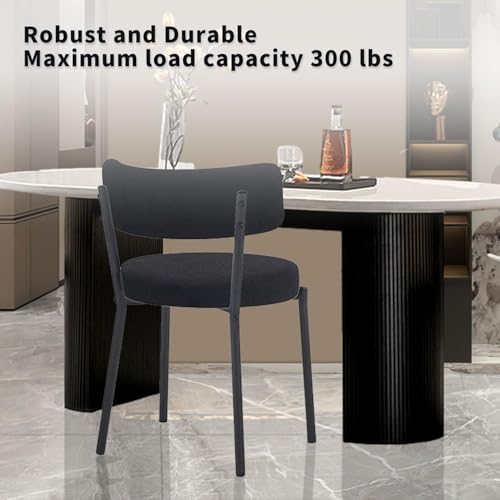 7 Piece Rectangular Glass Dining Table Set, 63'' Modern Kitchen Table Set Silver Base with 6 Minimalism Black Boucle Dining Chairs, Dining Table and Chairs for Home, Apartment - color: Silver+black Chairs, size: 63'' + 6 Chairs
