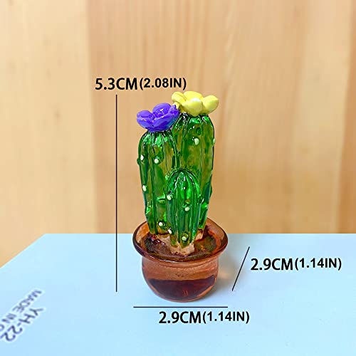 4PCS Handmade Mini Resin Cactus Cute Miniature Cacti Figurines Home Office Desk Tabletop Simulation Plants Decorations Car Interior Dashboard Ornaments