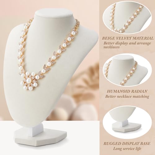Huquary 6 Pcs Jewelry Display Set Necklace Display Stand T Bar Bracelet Holder Jewelry Bust for Home Store Trade Show(Beige) - color: Beige