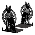 Peacoblue Metal Bookends for Shelves, Modern Decorative Heavy Duty Study Book Ends Stoppers for Office, Desk, Shelf, Room 5.3"x4.3"x7.9" Cast Iron Simple Tall Bookends 1 Pair (Egyptian Cat) - style: Egyptian Cat