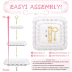 5 Pcs Dessert Display Stands, 2pcs Dessert Stands 3 Pcs Tray, Pink Dessert Display Stands, Treat Table Displays Set for Wedding Baby Shower Tea Party, Ease of Cleaning and Assembly - color: Pink