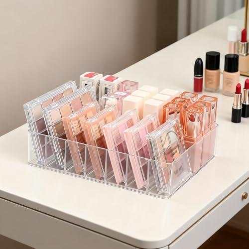 Makeup Organizer for Eyeshadow Palette and Lipstick Organizer, 7 Section Divided Makeup Palette Organizer for Lipstick Highlighter, Skincare Cosmetic Display Cases for Bathroom - style: 1-Pack