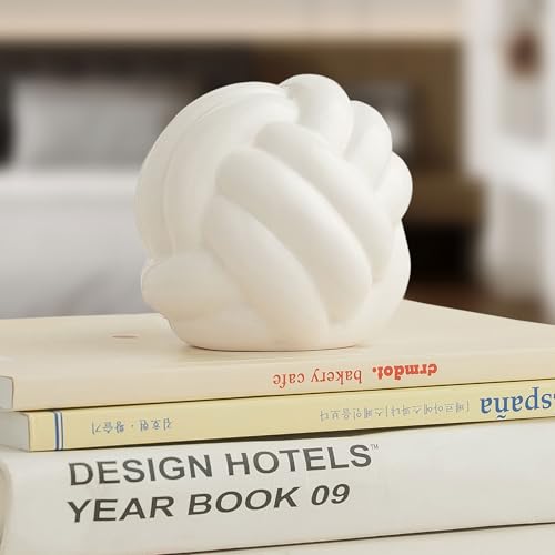 Small Ceramic Knot Decor, Chain Link Decor, Coffee Table Decor, Book Shelf Decor, Entry Table Decor, Aesthetic Minimalist Decorative Objects for Modern Home Living Room, Desk Decor for Office (White) - color: White