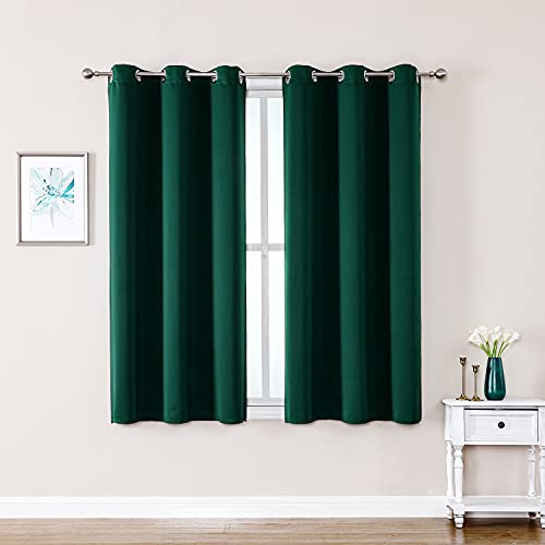 ChrisDowa Small Window Curtains 40 inches Long for Bedroom - Grommet Short Thermal Insulated Room Darkening Curtains for Kitchen (2 Panels, Forest Green, 29 x 40 Inch) - color: Forest Green, size: 29"W x 40"L (Pack of 2)