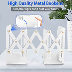 2PCS Carooyac Heavy Duty Bookends to Hold Books - Adjustable Metal Bookends for Shelves - White Book Holders - Extends up to 19 - color: White, size: 2PCS