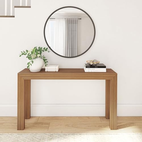 Plank+Beam Modern Solid Wood Console Table, 56 Inch, Sofa Table, Narrow Entryway Table for Hallway, Behind the Couch, Living Room, Foyer, Easy Assembly, Pecan - color: Pecan, size: 56 Inch
