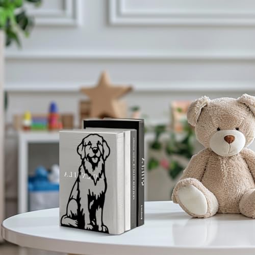 Peacoblue Metal Bookends for Shelves, Modern Decorative Heavy Duty Study Book Support Stoppers for Office, Desk, Shelf, Room 5.3"x4.3"x7.9" Cast Iron Simple Tall Bookends, 1 Pair (Golden Retriever) - style: Golden Retriever