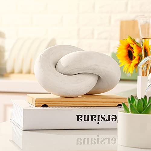 Yalikop 2 Link Wood Chain Link Decor Coffee Table Wooden Knot Decor Hand Carved Modern Farmhouse Ornament Boho Rustic Natural Chain Items for Home Living Room Bedroom Shelf Decorations(White) - color: White
