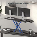FLEXISPOT 40" Wide Standing Desk Converter Sit to Stand up Riser Height Adjustable Computer Workstation with Spacious 2-Tier Desktop, Black - color: Black, size: 40" 1pc