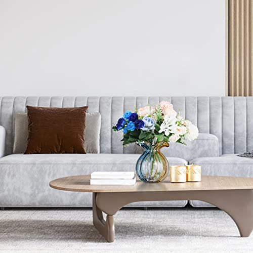 Blown Gradient Glass Art Vase - Transparent, Unique, Modern Art - Wide Mouth for Living Room, Wedding, Dining Table, Office Center Table Display Flower - color: D-qd