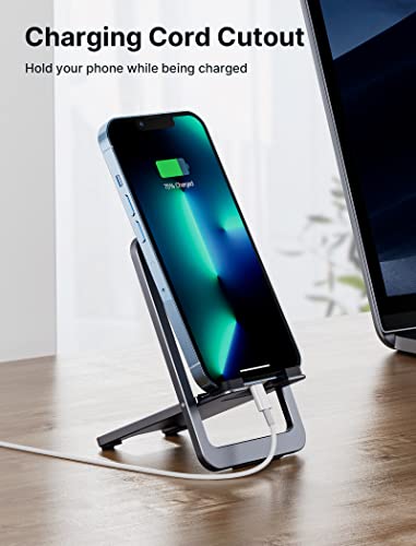 JSAUX Cell Phone Stand 2-Pack, Foldable Aluminum Adjustable Phone Holder for Desk Portable Travel Essentials Office Accessories for iPhone 17 16 15 14 13 Pro Max Samsung S25 S24 S23 Ultra Kindle-Gray - color: Grey, size: 2-PACK