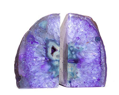 Purple Agate Geode Bookend (2-3.5 lb) - Natural Stone Bookend for Holding Books, iPads, and Kindles - color: Purple, size: 2 - 3.5 lb
