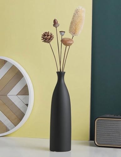 10 Inch Matte Black Ceramic Flower Vase, Minimalist Decorative Modern Vase for Pampas Grass, Table, Bookshelf, Mantel, and Entryway Home Decor - color: Black, size: Small