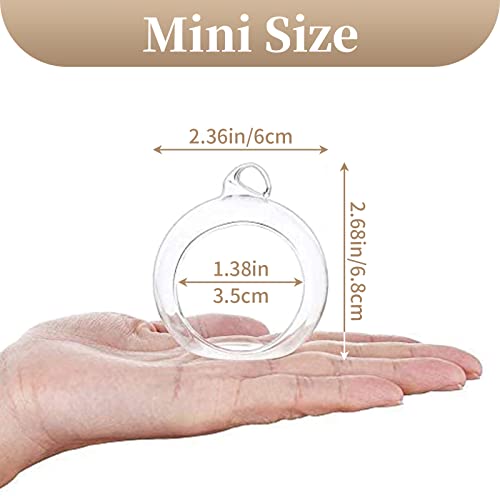 Sziqiqi Hanging Glass Globes Orbs Tea Light Candle Holders fillable with Trinkets for Wedding Ornaments, Wedding Birthday Christmas Party Centerpiece Accessory 2.36inch 30pcs +6 Extra - color: Without Led, size: 36pcs