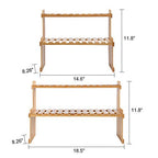 GURECOD 14.6"/18.5" 2 Tiers Bamboo Plant Stand Shelf,Desk Flower Pot Holder,Adjustable Desktop Shelf Display Organizer Ladder Rack for Office Decorate Storage Rack,Kitchen Rack (18.5" Length) - size: 18.5" Length